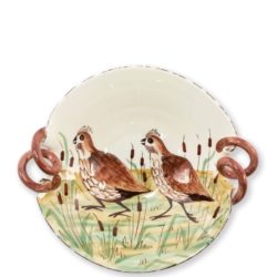 Vietri Wildlife Quail Handled Scallop Bowl 13.25"D x 5"H