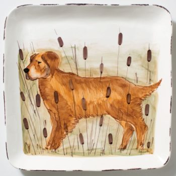 Vietri Wildlife Hunting Dog Large Square Platter 16.5"Sq