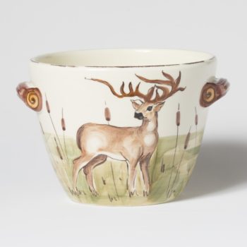 Vietri Wildlife Deer Handled Deep Serving Bowl