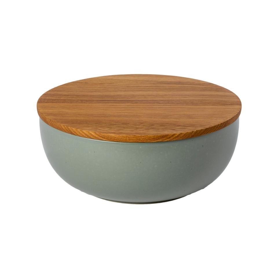 Casafina Pacifica Artichoke Serving bowl 10" w/ Oak Wood Lid/Cutting Board