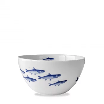 Caskata School of Fish Blue Tall Cereal Bowl 5.5"D