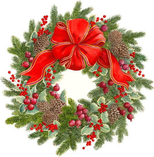 Caspari Evergreen Wreath Placemat Die Cut 4 Per Set Holiday Placemat