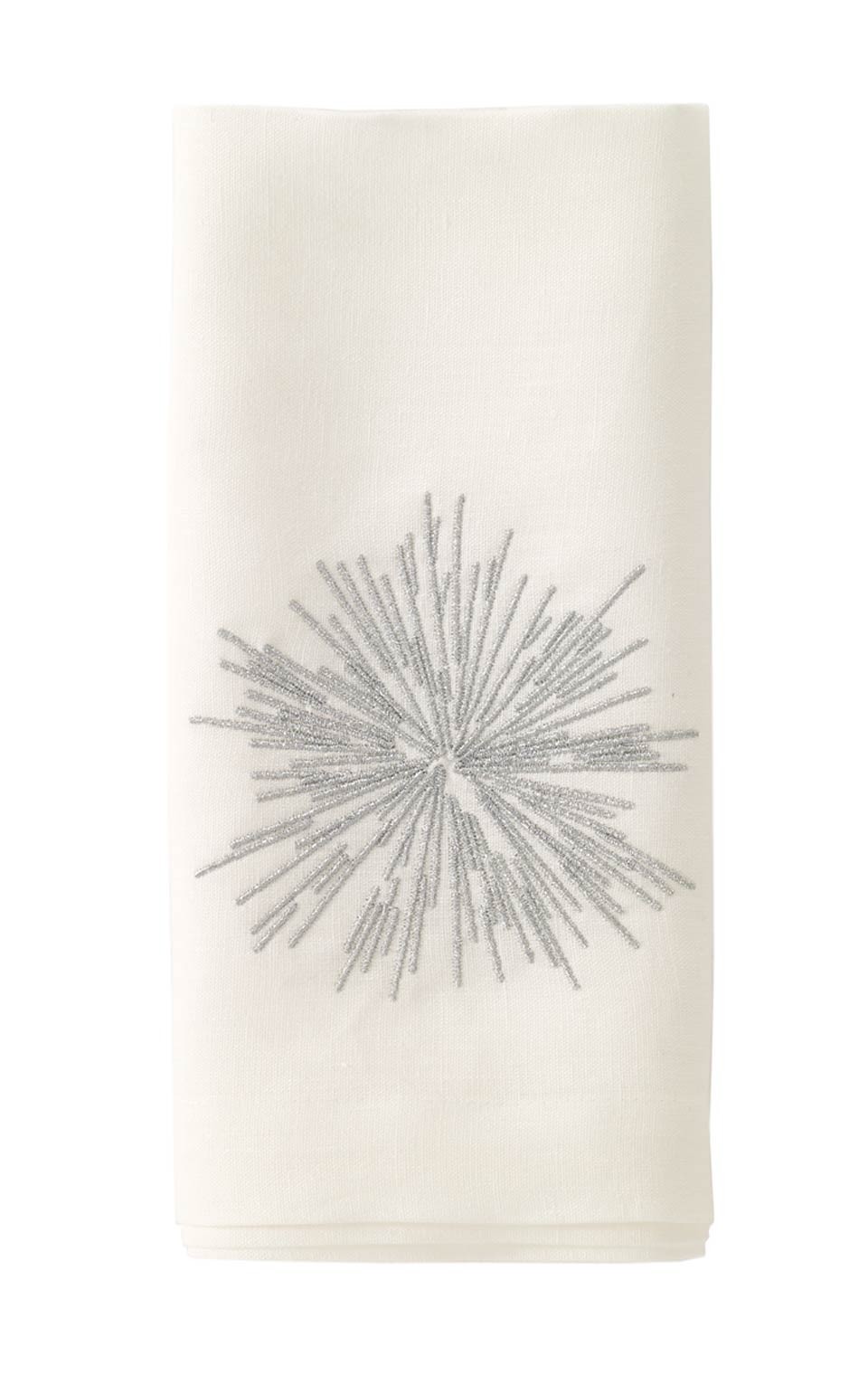Bodrum Starburst Silver Embroidered Napkin Set/6 22"