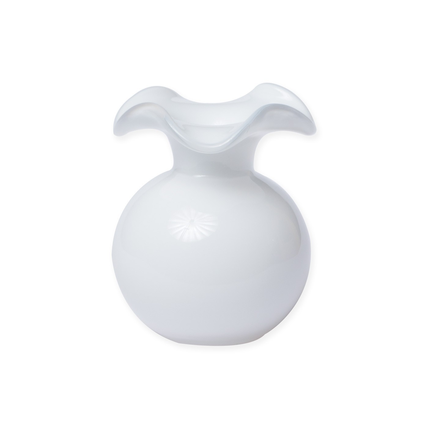 Vietri Hibiscus Glass White Bud Vase 5"D, 5.5"H