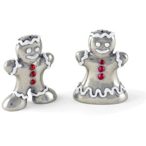 Vagabond House Pewter Gingerbread Couple Salt & Pepper Set 3"T x 2"L x 1"W Holiday Salt and Pepper Shakers