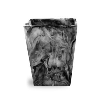 Nashi Home Square Waste Basket Black Swirl