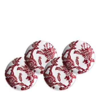 Caskata Arcadia Crimson Canape Plates Set/4 6.25"D