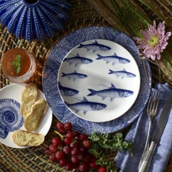 Caskata School of Fish Blue Coupe Salad Plate 8.25"D - Image 2