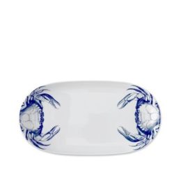 Caskata Crabs Blue Oval Platter 11.25"