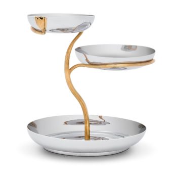 L'Objet Deco Leaves 3-Tier Server - Large 11.5 L x 14 W x 12.75 H