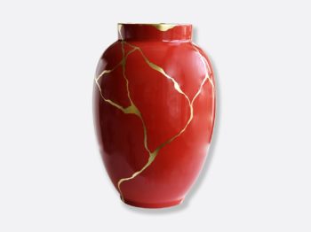 Bernardaud Kintsugi Red large vase H. 22.4''
