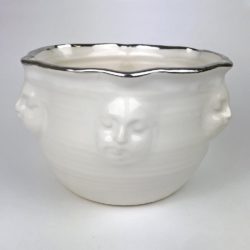 Michael Wainwright Face Large Bowl White with Platinum