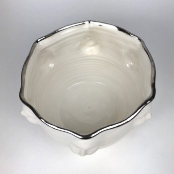 Michael Wainwright Face Large Bowl White with Platinum - Image 2