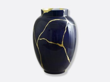 Bernardaud Kintsugi Cobalt blue large vase H. 22.4''