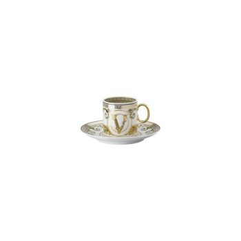 Versace by Rosenthal Virtus Gala White Espresso Cup & Saucer 4 1/4 in