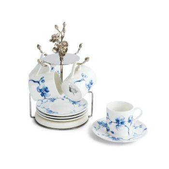 Michael Aram Blue Orchid Demitasse Set with Stand