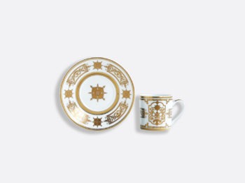 Bernardaud Aux Rois Or Espresso Cup and Saucer 3 oz (Set of Two)