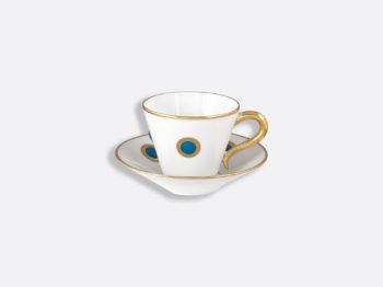 Bernardaud Ithaque Teal Espresso Cups and Saucers 4.5 oz (Set of Two)