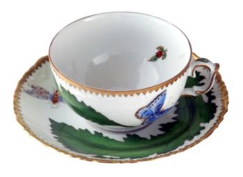 Anna Weatherley Green Leaf Teacup & Saucer