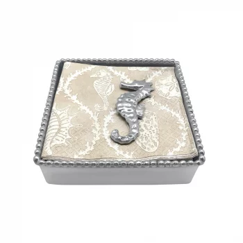 Mariposa Cocktail Napkin Box with Seahorse Weight