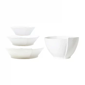 Vietri Lastra White 4-Piece Serving Bowls Set