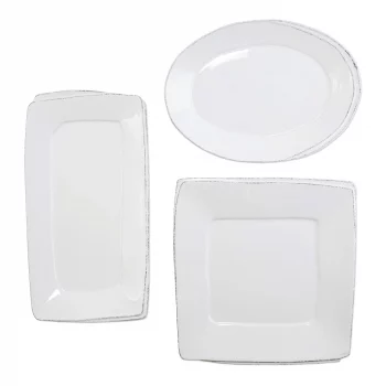 Vietri Lastra White 3-Piece Serveware Set