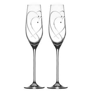 Royal Doulton Promises Two Hearts Entwined Champagne Flutes