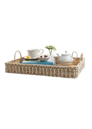 Juliska Provence Rattan 22.5" Rectangular Tray - Whitewash - Image 2