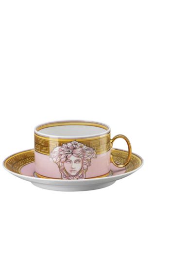 Versace Medusa Amplified Pink Coin - Tea Cup & Saucer