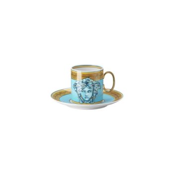 Versace Medusa Amplified Blue Coin - Coffee Cup & Saucer