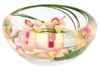 Emilio Robba Light Green & Pink Dendrobium Flower Bowl