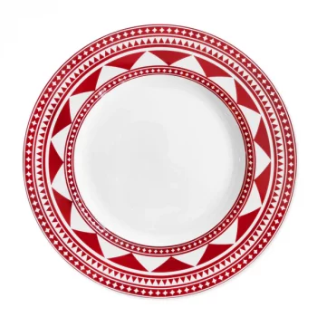 Caskata Fez Crimson Rimmed Dinner Plate