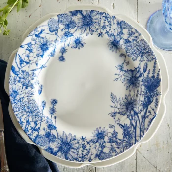 Caskata Summer Blues Rimmed Dinner Plate - Image 3