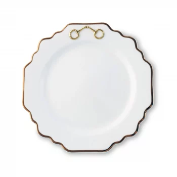 Vagabond House Gold Bit Scallop Salad Plate - Gold Rim 8"