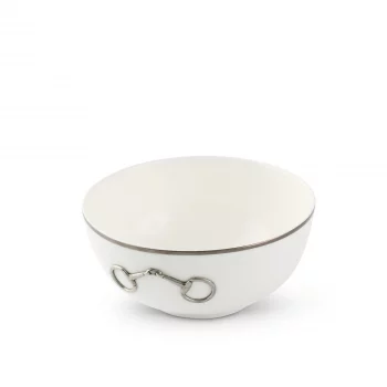 Vagabond House Pewter Bit Round Cereal Bowl - Platinum Rim 6.5" - Image 2