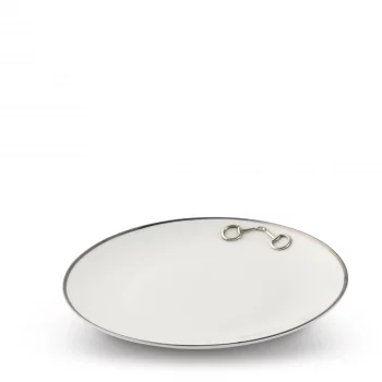 Vagabond House Pewter Bit Round Salad/Dessert Plate - Platinum Rim 8.5" - Image 2