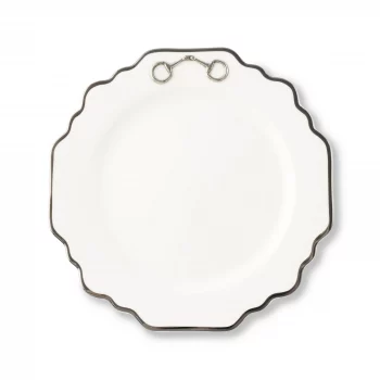 Vagabond House Pewter Bit Scallop Salad/Dessert Plate - Platinum Rim 8.5"