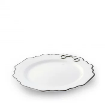 Vagabond House Pewter Bit Scallop Salad/Dessert Plate - Platinum Rim 8.5" - Image 2
