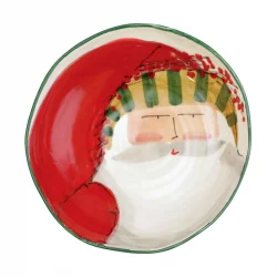 Vietri Old St. Nick Pasta Bowl - Stripe Hat