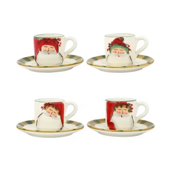 Vietri Old St. Nick Assorted Espresso Cups & Saucers - Set of 4