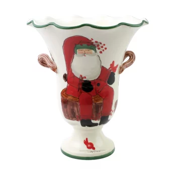 Vietri Old St. Nick Large Footed Cachepot with Campfire