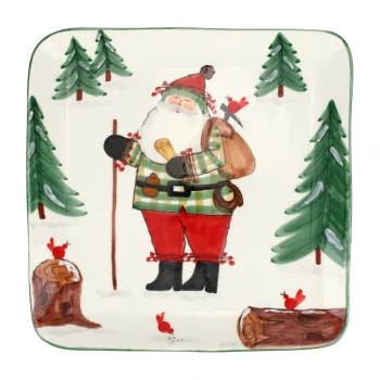 Vietri Old St. Nick Square Platter with Hiker