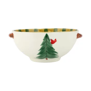 Vietri Old St. Nick Handled Bowl with Bird Watcher - Image 3