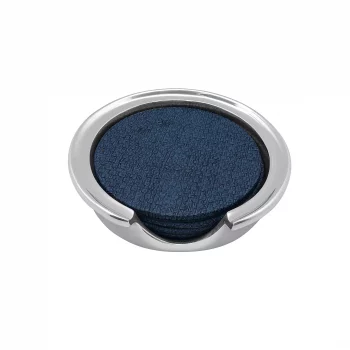 Mariposa Indigo Faux Grass Cloth Signature Coaster Set 5.11"D