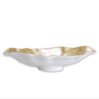 Beatriz Ball THANNI Maia Medium Long Oval Bowl (White and Gold) - Image 2