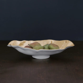Beatriz Ball THANNI Maia Medium Long Oval Bowl (White and Gold) - Image 3