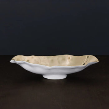 Beatriz Ball THANNI Maia Medium Long Oval Bowl (White and Gold)