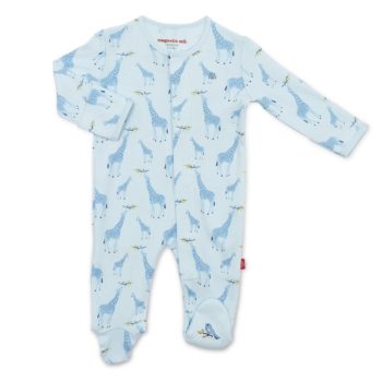 Magnetic Me Blue Jolie Giraffe Organic Cotton Magnetic Footie