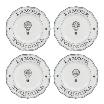 Juliska L'Amour Toujours Dessert, Salad Plates, Assorted Set of 4, 9"