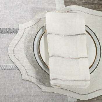 Bodrum Linens Pearls - Linen Napkins - Set of 4 - Silver